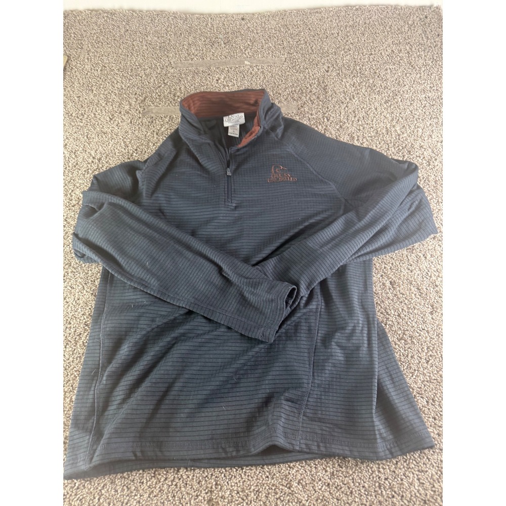 Ducks Unlimited Mens Large Black Quarter Zip Pullover Ribbed Long Sleeve Shirt